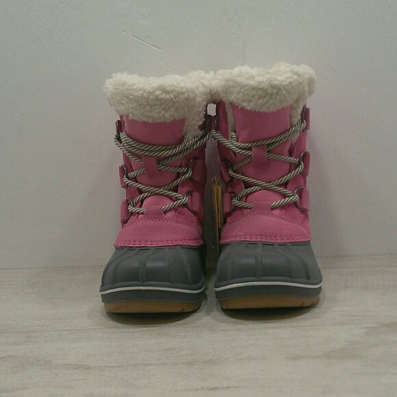 Cat & Jack Perfectly Pink & Gray Lace up Fur lined Snow Winter Boots Size 13 - Picture 3 of 10